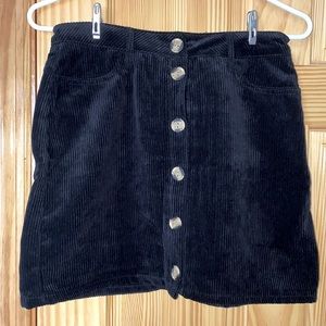 Black Corduroy A-line Skirt